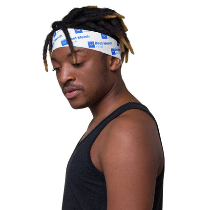Man wearing Headband - Best Merch branded with a black tank top, demonstrating stylish fit for athletic and streetwear fashion.