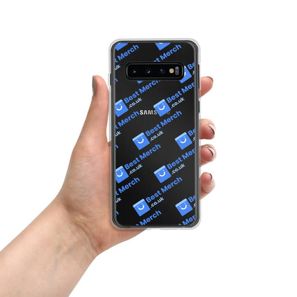 Clear Case for Samsung® - Best Merch Branded featuring blue logo print, tailored for Galaxy S10. Sleek transparent design with full camera cutout.