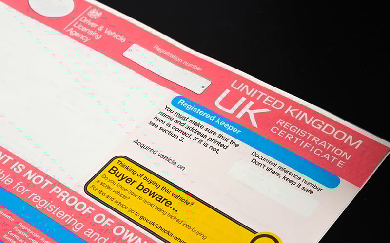 Documents needed for road legal number plates