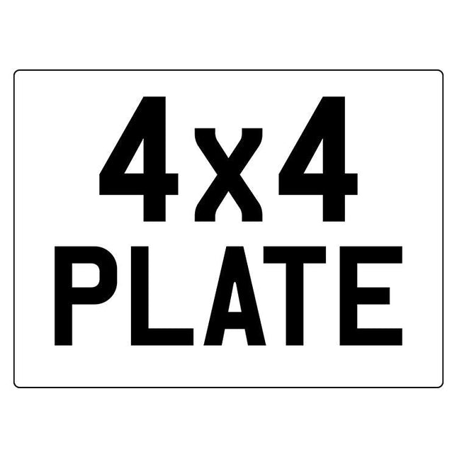 4x4 Single Plate (Addon) sign in bold black text on a white background, ideal for off-road vehicle customization or accessory labeling.
