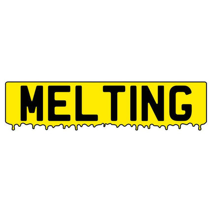 Melted Plate (Addon) logo featuring bold black 'MELTING' text on a yellow plate with a dripping effect, ideal for video game software branding.