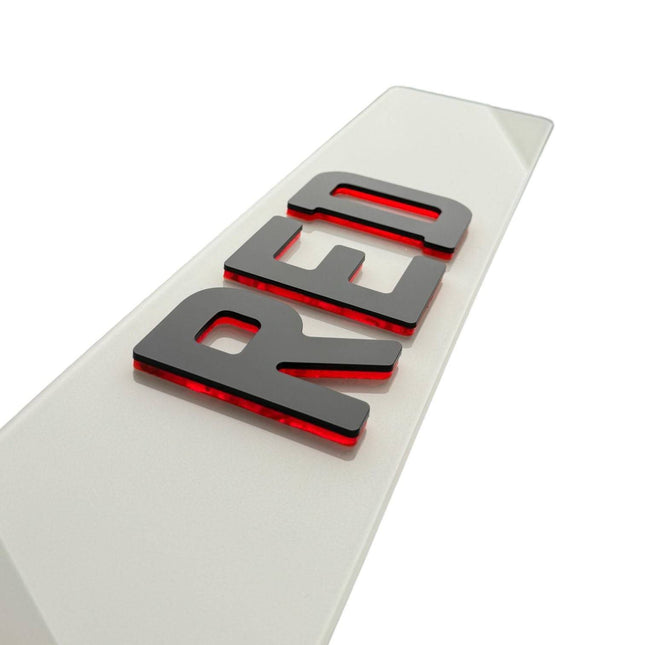 4D Neon Number Plates with bold black letters and red neon backing, ideal for custom show plates with a vibrant finish.