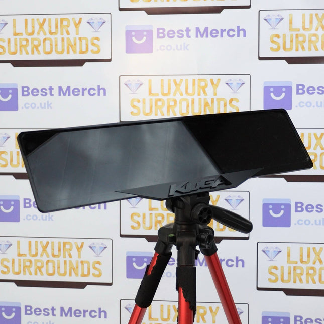 Black Ford Kuga Plate Holder - Luxury Number Plate Holder mounted on a tripod, ideal for stylish vehicle decor upgrades.