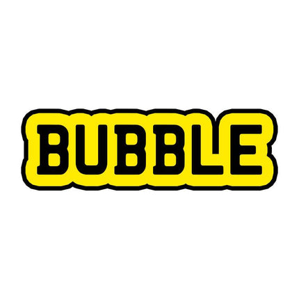 Bold yellow and black 'BUBBLE' logo for BUBBLE PLATE UPGRADE (ADDON) single, ideal for product branding or packaging design.
