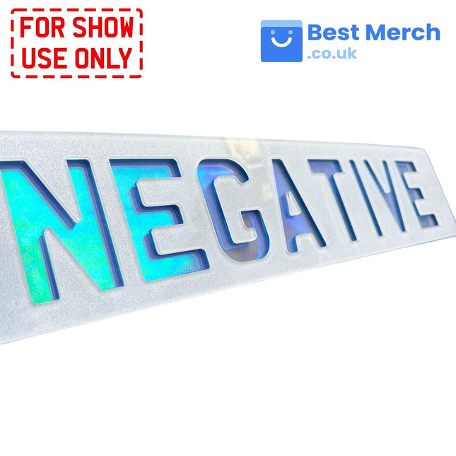 Negative Number Plates - Chameleon Tint featuring bold cut-out letters with iridescent blue-green tint, ideal for show cars and display use only.