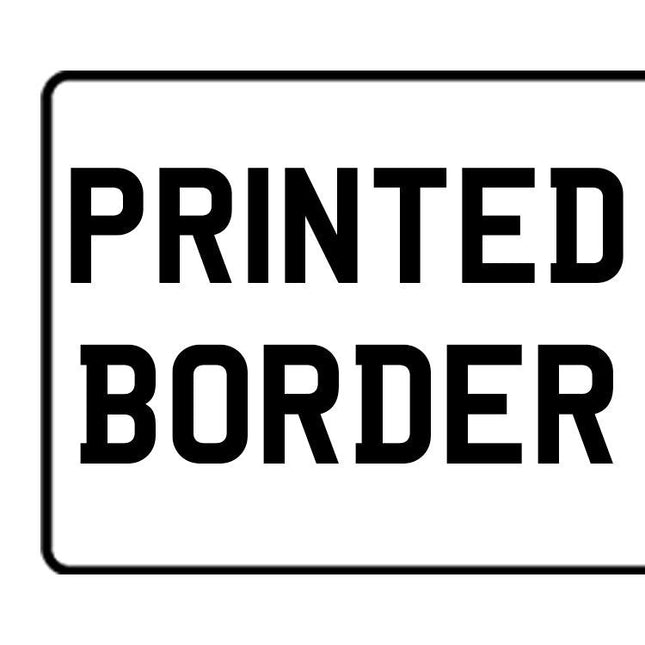 Printed Front Border text design in bold black font with a rectangular outline, ideal for signage or labeling in printed border product categories.